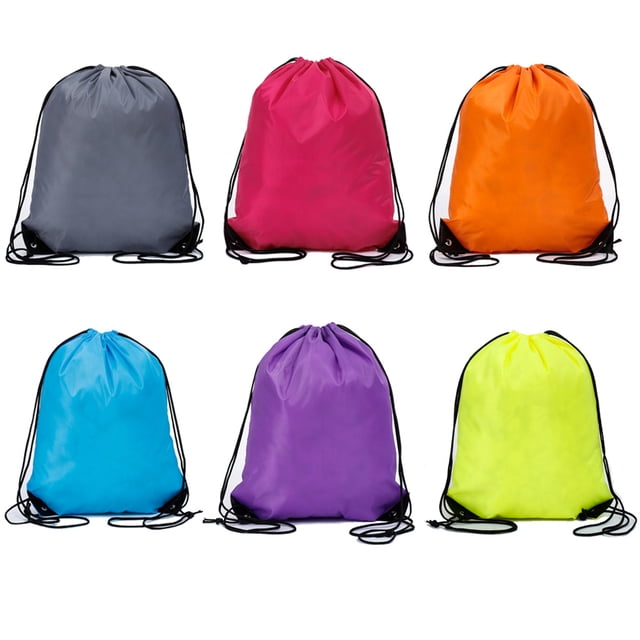 6PCS Drawstring Bags Drawstring Gym Bag Draw String Bags Drawstring Backpack for Sports, Gym, Travel, Swimming, Beach