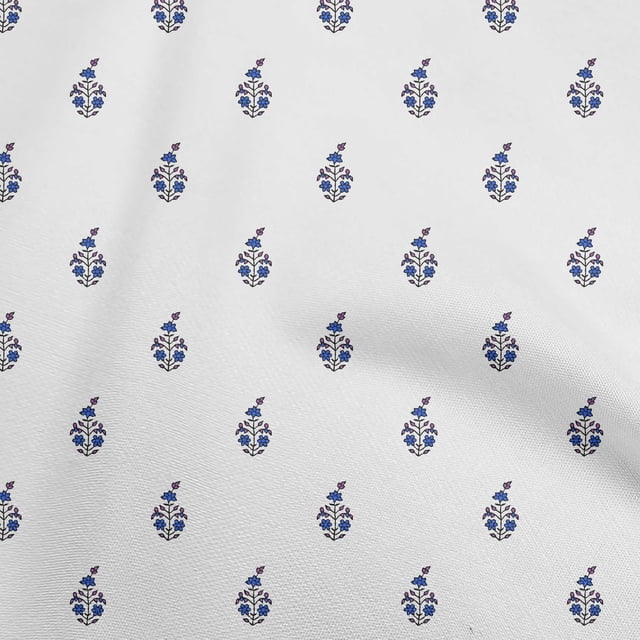 oneOone Viscose Jersey Medium Blue Fabric Asian Floral Block Craft Projects Decor Fabric Printed By The Yard 60 Inch Wide