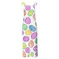thumbnail image 4 of QATAINLAV Womens Loose Fit Wide Leg Overalls with Pockets Cotton Linen Sleeveless Spaghetti Strap Baggy Romper Easter Rabbit Egg Graphic Jumpsuits Multicolor S, 4 of 6