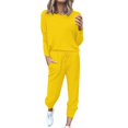 thumbnail image 1 of GZWYHT Sets for Women Long Sleeve Sets for Women Women Solid Color Long Sleeve Loose Long Pants 2 Set Lounge Sets for Women Track Suits for Women Set Yellow S, 1 of 4