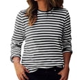 thumbnail image 3 of Timegard Hauts pour Femmes à Rayures à Manches Longues Col Ras du Cou Blouse Ample et Confortable Hauts Habillés Décontractés Vêtements d'Automne, 3 of 8