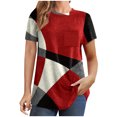 thumbnail image 1 of Diufon Hauts pour Femmes Grande Taille Printemps Été Manches Courtes Col Rond Chandails à Enfiler Chemises Décontractées Imprimées Blouses Amples, 1 of 6