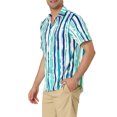 thumbnail image 4 of INSPIRE CHIC Men's Striped Short Sleeves Shirts Button Down Print Hawaiian Shirt S Blue Green, 4 of 6