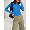 thumbnail image 2 of ORUYROP Womens Long Sleeve Fall Fashion 2023 Crop Tops Basic Layering Workout Slim Fitted T Shirts Y2K Tops, 2 of 5