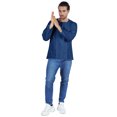 thumbnail image 2 of Atasi Kurta à Manches Longues pour Hommes en Coton Slub Uni à Col Rond Chemise Ethnique-7756, 2 of 7