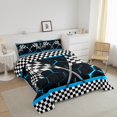 thumbnail image 3 of Erosebridal Checkered Flag Bedding Sets Twin with Comforter, Racing Car Duvet Insert, Geometric Honeycomb Decor, Lightweight 2pcs, 3 of 8