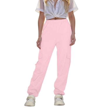 Pantalons Cargo Jogger pour Filles - Taille Élastique Pantalons Décontractés avec Poches pour 5-14 Ans
