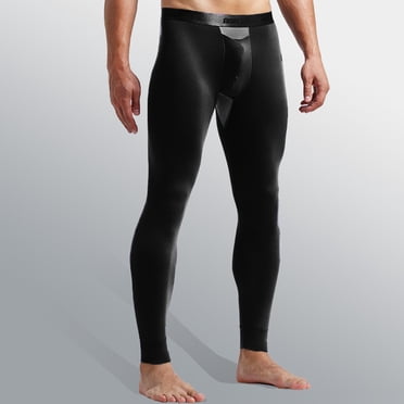 EGNMCR Long Johns for Men, Thermal Underwear for Men Men Solid Casual Tight Base Breathable Mid Waist Keep Warm Ankle-Length Pants Men Thermal Underwear