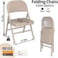 thumbnail image 3 of Folding Chairs 4 Pack,Portable Stackable Seat with Steel Frame and Soft PU Cushion(Beige), 3 of 8