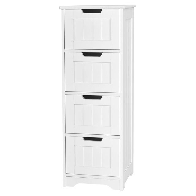 Gymax Bathroom Floor Cabinet Free-Standing Side Storage Organizer w/ 4 Drawers
