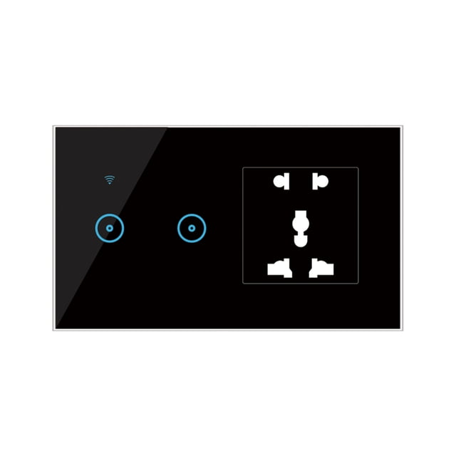 Mistaha 95- Wi-Fi Smart Wall Outlet with 2 Gang Touch Light Switch Smart Life APP Remote Control, Voice Control, Touch Control Compatible with Assistant Wi-Fi Smart Switch Plug Outlet Universal Pl