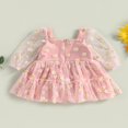 thumbnail image 4 of Robe Trapèze pour Bébé Fille, Imprimé Marguerites, Manches Longues, Tulle en Maille, Robe de Fête, 4 of 8