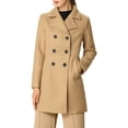 thumbnail image 2 of Unique Bargains Manteau Mi-Long à Double Boutonnage pour Femme à Revers Cranté, 2 of 7