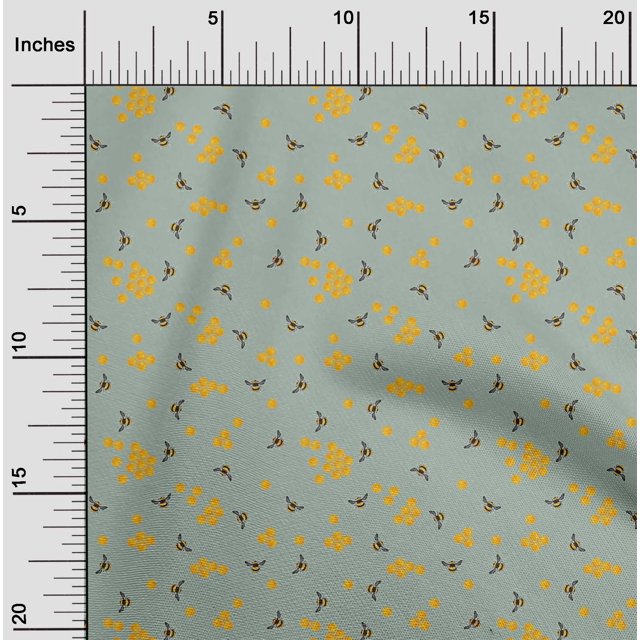 oneOone Cotton Flex Fabric Honeycomb & Honey Bee Insect Decor Fabric Printed BTY 40 Inch Wide