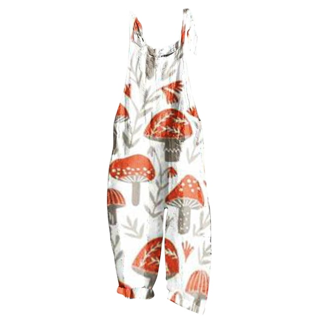 Penkiiy Combinaisons pour Femmes Dames Imprimé Été Sans Manches Dos Nu Ample Longue Combinaisons Combinaisons Rouge TG Combinaisons