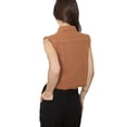 thumbnail image 4 of Womens Distressed Denim Button Up Sleeveless Crop Vest, Brown, XX-Large, 4 of 5