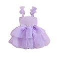 thumbnail image 1 of Fortune 1-6 Ans Fille une Ligne Robe Bambin Sans Manches Arc Tulle Robes Robe d'Anniversaire d'Été, 1 of 8