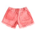 thumbnail image 4 of LLYWEY Womens Jeans Shorts, Ladies Ribbed Distressed Denim Shorts, Drawstring Elastic Waist Women Cut Off Jeans with Pockets, Style ST-22, Pinks, XL, 4 of 5