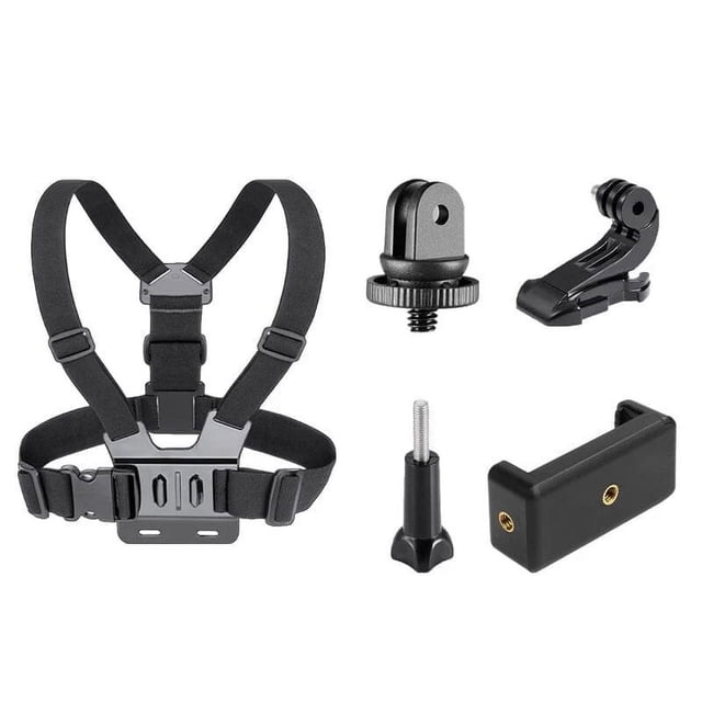 Smartphone Chest Strap Mount for Cycling Skiing Motorcycling Hands-Free Video Recording with Adjustable J-Hook and 90° Rotation
