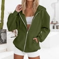 thumbnail image 4 of Mgmyaa Women's Sweatshirt Fashion Solid Color Hooded Pocket Raglan-Sleeve Long Sleeve Zip Up Jacket, 4 of 6