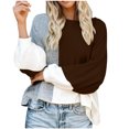 thumbnail image 1 of Rbaofujie Chandails à Col Rond Femmes Mode Ample Couleurs Unies Chandail Manches Longues Col Rond Chandail Haut Café Chandail d'Halloween, 1 of 3