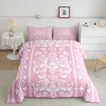 thumbnail image 1 of Erosebridal Ensembles de Couette à Fleurs Damassées Roses Format Simple, Couettes et Duvets Rétro Boho, Déco Hippie Mandala, Réversible, 1 of 7