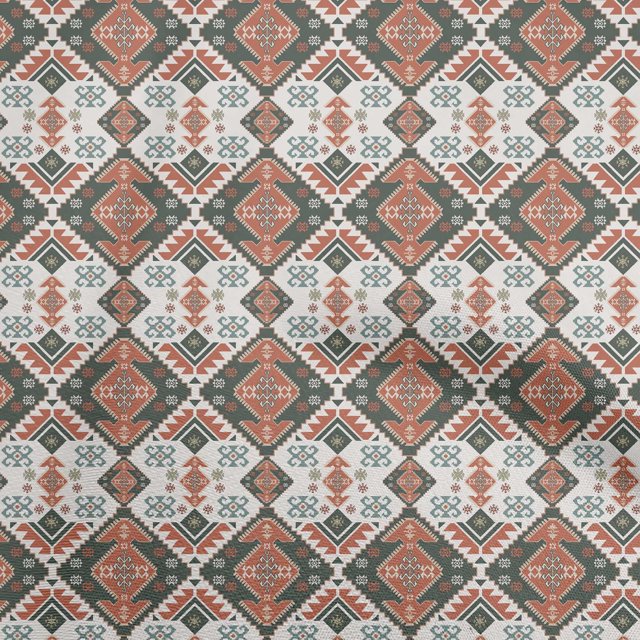oneOone Rayon White Fabric Asian Kilim Sewing Craft Projects Fabric Prints By Yard 56 Inch Wide