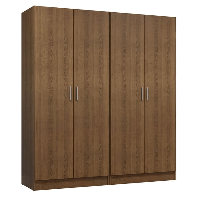 Madesa Armoire de Rangement à 4 Portes avec Grand Espace de Tablettes 63"L Armoire Utilitaire Placard Unité d'Organisation pour l'Entrée et la Chambre - Rustique