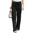 thumbnail image 1 of Pantalon Droit en Coton et Lin pour Femmes, Été, Décontracté, Long, Grande Taille, 1 of 2