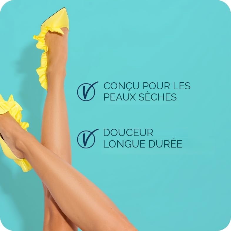 Veet® Easy-Gel™ Bandes de Cire pour Jambes et Corps, Peau Sèche, 40 unités + 4 Lingettes