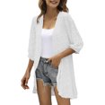thumbnail image 1 of CEHVOM Hauts Décontractés pour Femmes à Couleur Unie à Manches Trois Quarts Blouse Cardigan Liquidation, 1 of 7