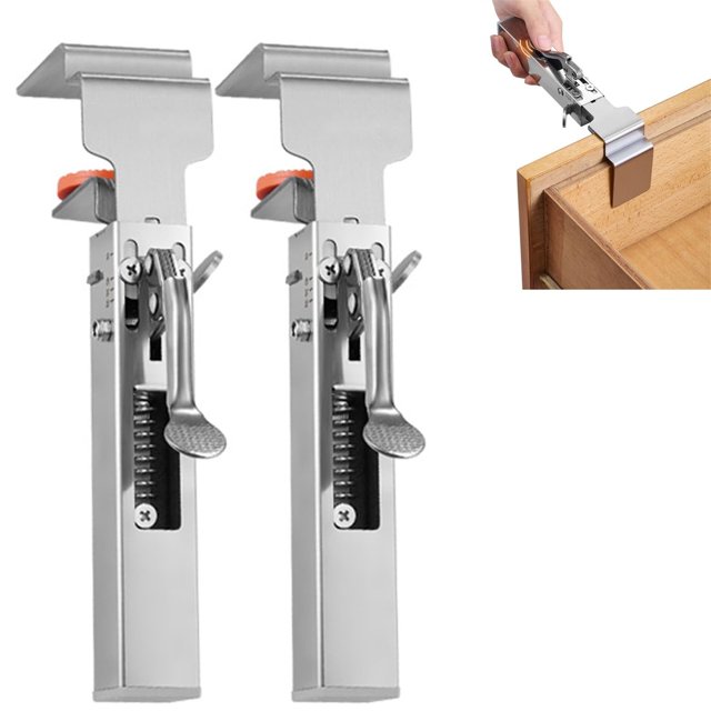 Adjustable Drawer Fixing Clamp Drawer Front Installation Clamps Cabinet Installation Clamps Stainless Fixing Clips For Carpenter Household Tables Desks Mount