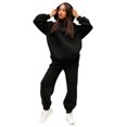 thumbnail image 1 of Innerwin Jogger Set Long Sleeve Ladies Sweatsuits Autumn Plain Loose Fit Two Piece Outfit Black XL, 1 of 7
