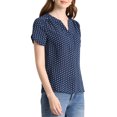 thumbnail image 4 of INSPIRE CHIC Blouse à Pois pour Femme Col en V Manches Courtes Haut de Bureau m Bleu Marine, 4 of 7