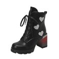 thumbnail image 2 of LSLJS High Bottines à Talons Hauts pour Femmes, Bottines à Talons Hauts Épaisses pour Femmes Heel à Plateforme à Lacets pour Étudiantes, Bottines et Bottillons pour Femmes, 2 of 6