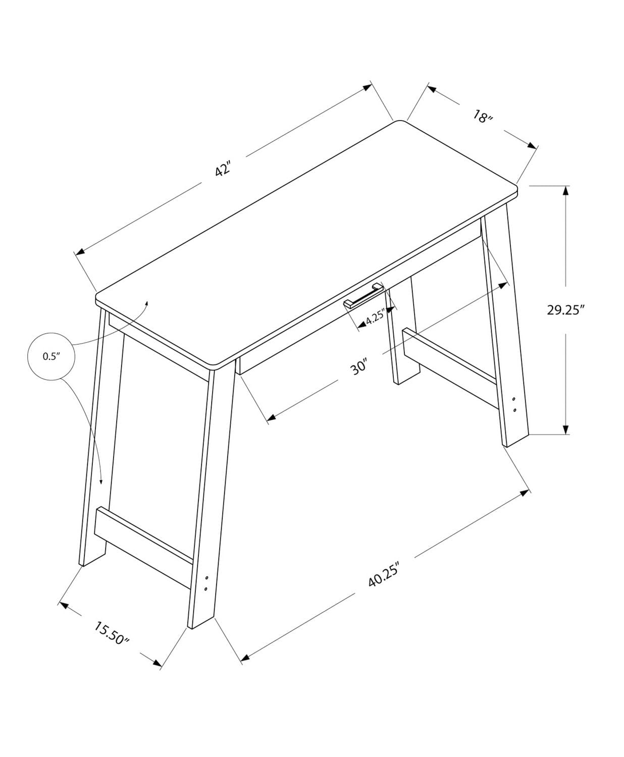 Monarch Specialties Bureau, Bureau À Domicile, Ordinateur Portable, Tiroirs De Rangement, Travail, Stratifié, Brun, Contemporain, Moderne