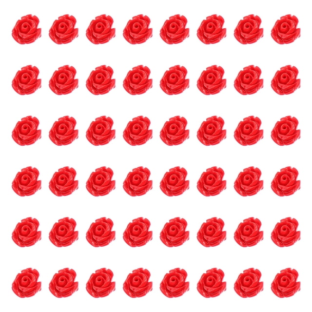 Shisuyan 50Set Round Loose Beads Red Rose Diy Accessories for Handcraft Enthusiasts
