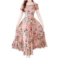 thumbnail image 1 of Hontri Robe Décontractée pour Femme Offres à Moins de 15 $, Mode Femme Été Mi-Mollet Manches Courtes Robe de Plage Imprimée Rose G, 1 of 8