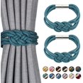 thumbnail image 1 of 2 Pack Strong Magnetic Curtain Tiebacks Upgrade Nordic Simple Style Drape Tie Backs Double Color Weave Rope Knot Decorative Curtain Holdbacks for Home & Office Window Drapery, 1 of 7