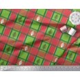 thumbnail image 2 of Soimoi Green Modal Satin Fabric Plant & Check Printed Fabric 1 Yard 42 Inch Wide, 2 of 3