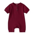 thumbnail image 1 of Plebaso Baby Girls Boys Summer Jumpsuit Botton Short Sleeve Round Neck Cute Solid Color Shorts Rompers, 1 of 7