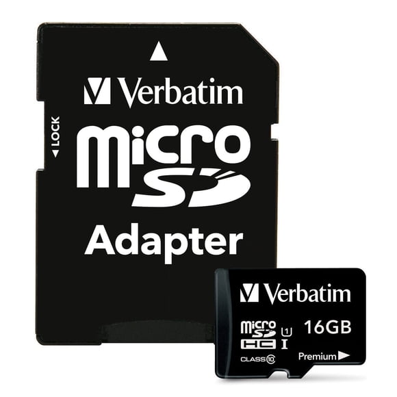 Verbatim 16GB Premium MicroSDHC Memory Card with Adapter, Class 10