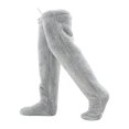 thumbnail image 1 of GUOOL over Knee High Fuzzy Protection Thick Warm Leg Cover Super Soft Thigh High Socks Light Gray, 1 of 9