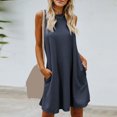 thumbnail image 1 of Robes d'Été Grande Taille pour Femmes 2024 Printemps et Col Suspendu Jupe Grand Dos Col Rond Sans Manches Robe Économisez jusqu'à 65 %!, 1 of 9