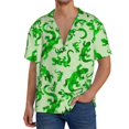 thumbnail image 1 of Balery Green Lizard Men's Casual Button Down Shirt Short Sleeve Textured Summer Cuban Beach Shirts-Medium, 1 of 5