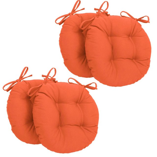 Coussins de Chaise Ronds Capitonnés en Sergé Uni de 16 Po (Ensemble de 4)