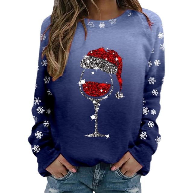 Chandail Ample à Manches Longues pour Femmes avec Imprimé « Merry Noël », Col Rond, Chandail en Molleton, Grande Veste pour Femmes, Coupe Ajustée, Chandail à Enfiler, Hauts, Chandails en Molleton, Chandails Décontractés à Manches Longues, Chandails d'Entraînement, Blouse Ample