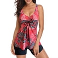 thumbnail image 1 of Womens 2 Piece Swimsuits Plus Size Vintage Print Spaghetti Strap Tankinis Set Pink Womens Bathing Suits XXXXXL, 1 of 7
