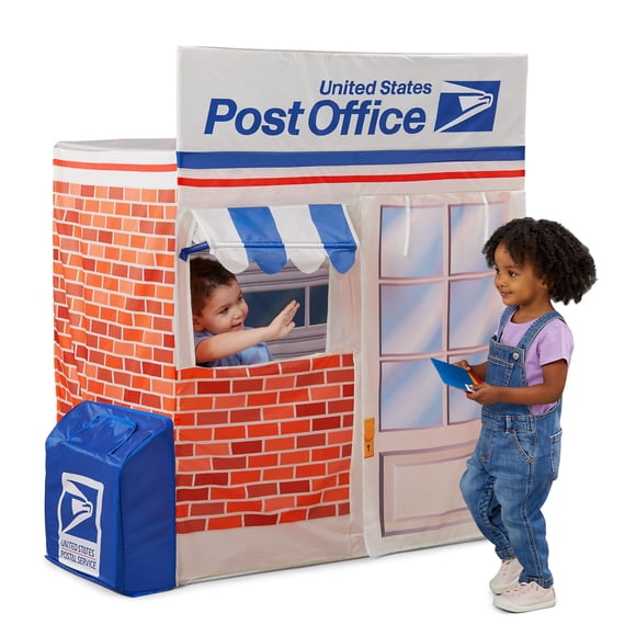 Kid Trax Tente de Jeu USPS pour Enfants, Maisonnette Tente pour Enfants, Grandes Ouvertures avant et Arrière, Boîte de Collecte du Courrier, Comprend Étui de Transport, Accessoire pour Camion de Poste Ou Transporteur, Enfants
