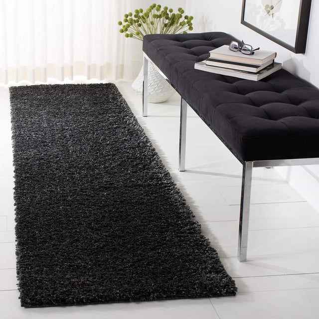 SAFAVIEH August Shag Collection 2'3" x 6' Charcoal AUG900H Solid 1.2-inch Thick Runner Rug